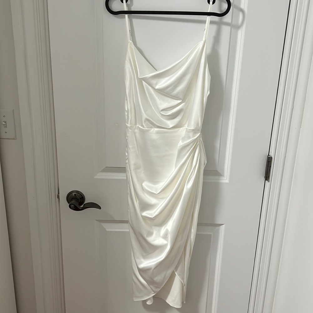 Ruche white dress SHEIN